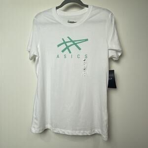 Asics T Shirt White Short Sleeve Women’s Size Large New With Tags